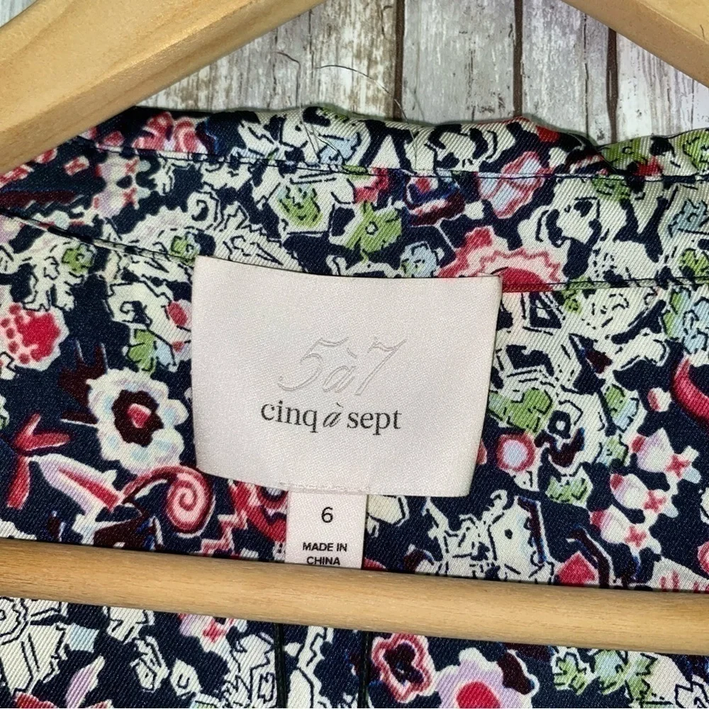 NWT Cinq a Sept Quin Floral Tie Midi Dress - Picture 7 of 8